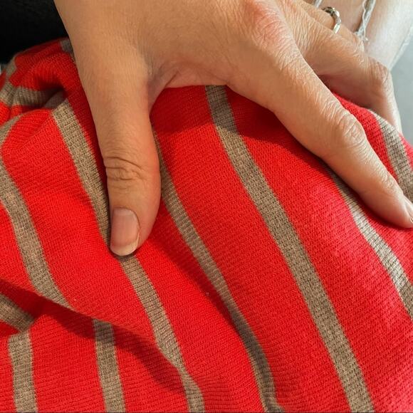 Bordeaux Orange Striped Pullover Sweater Womens XS Y2K Blouse Casual Cozy - Picture 7 of 7